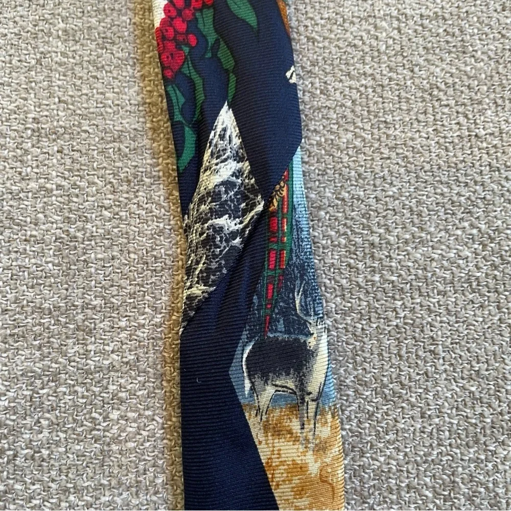 Structure Vintage 100% Silk Made in USA Christmas Holiday Vignettes Necktie